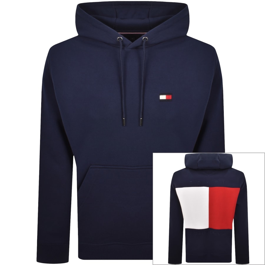 Image number 1 for Tommy Hilfiger Flag Hoodie Carbon Navy