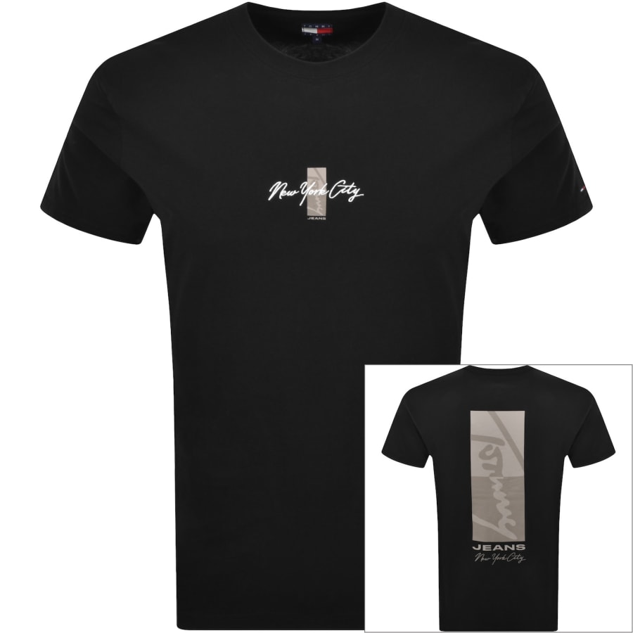 Image number 1 for Tommy Jeans Sign Block T Shirt Black