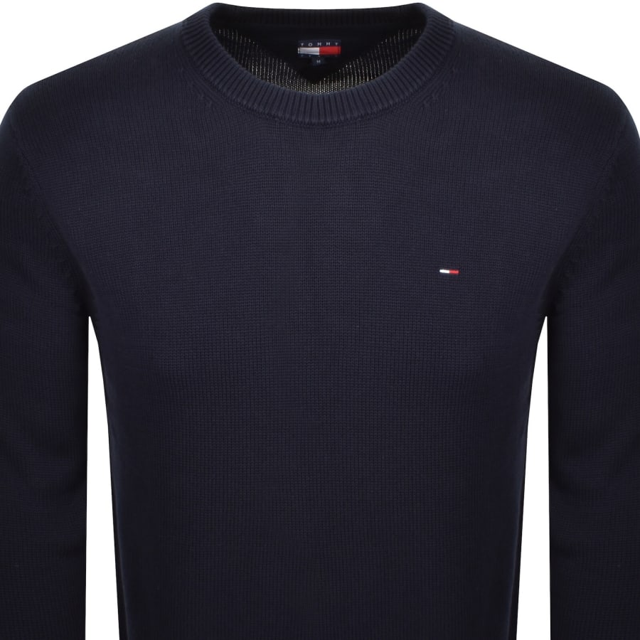 Image number 2 for Tommy Jeans Flag Slim Knit Jumper Navy