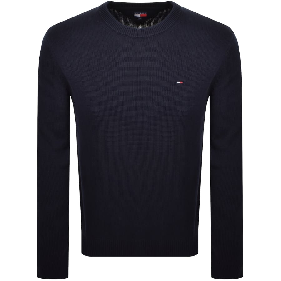 Image number 1 for Tommy Jeans Flag Slim Knit Jumper Navy