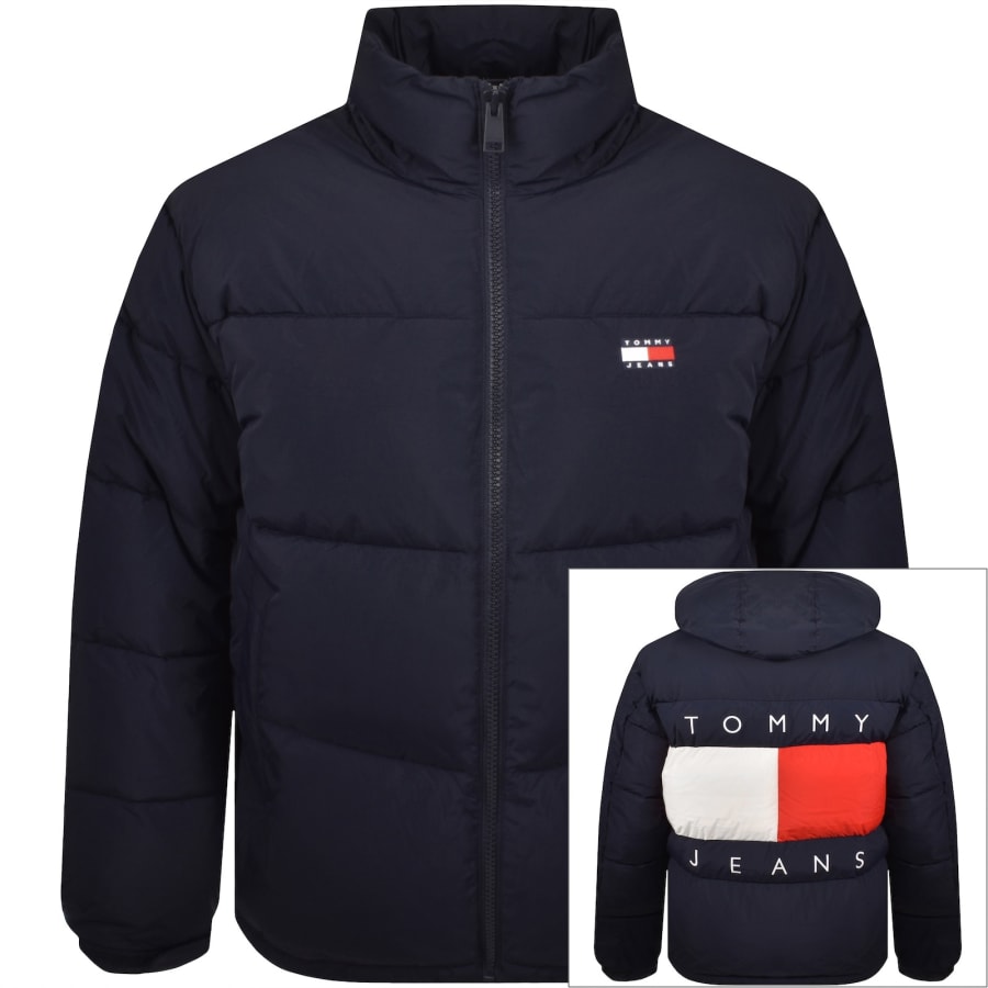 Image number 1 for Tommy Jeans Hooded Puffer Jacket Navy