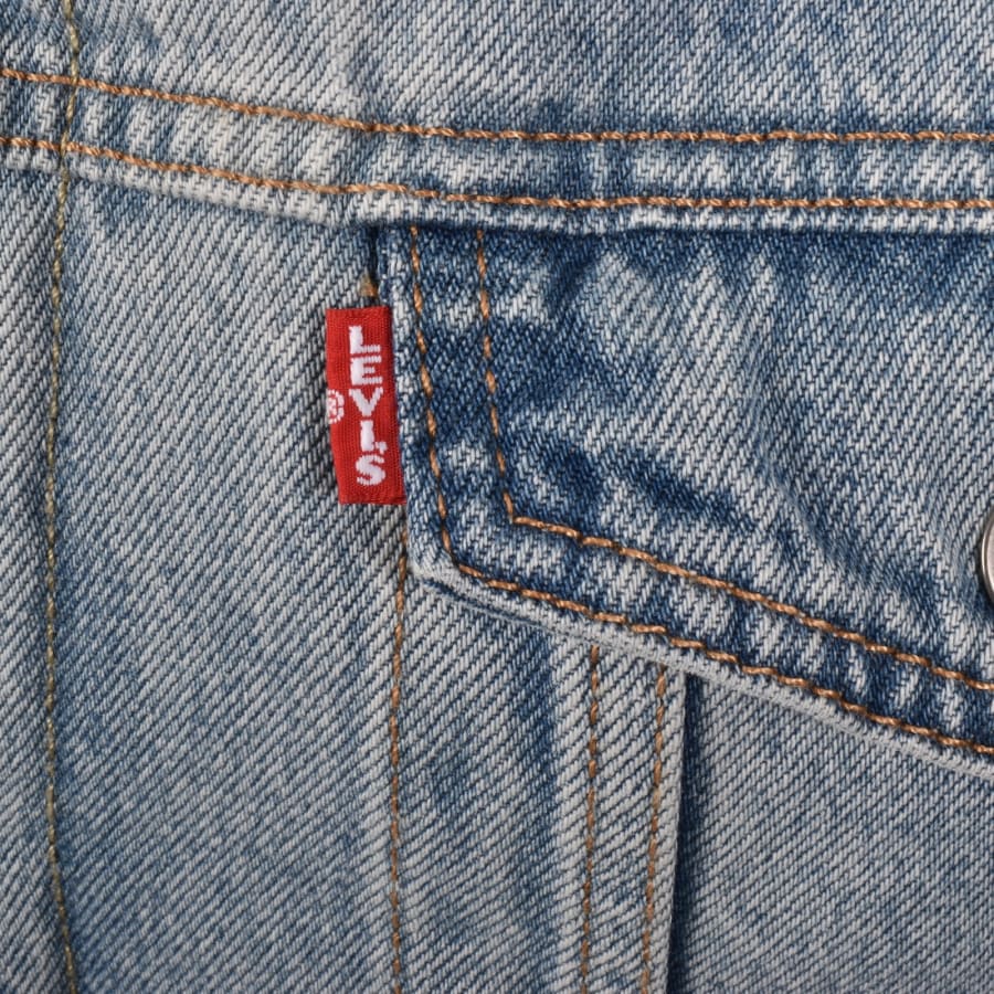 Image number 3 for Levis Denim Sherpa Trucker Jacket Blue