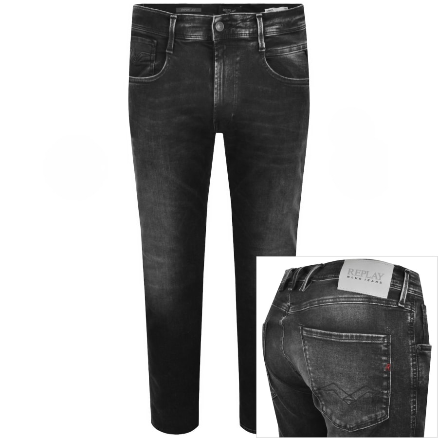 Image number 1 for Replay Anbass Hyperflex Jeans Black