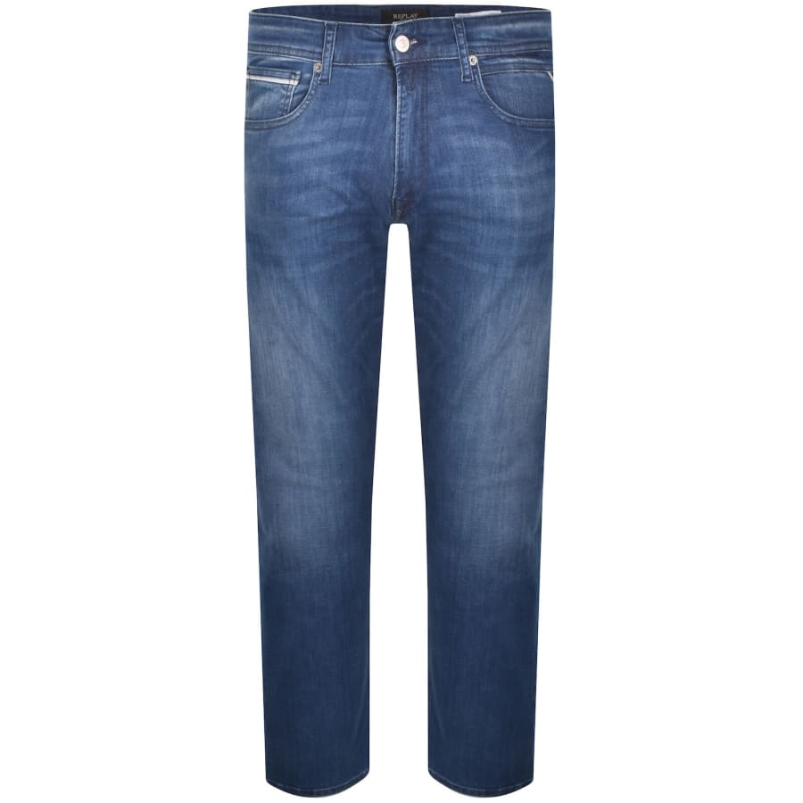 Image number 2 for Replay Grover Straight Jeans Dark Wash Blue