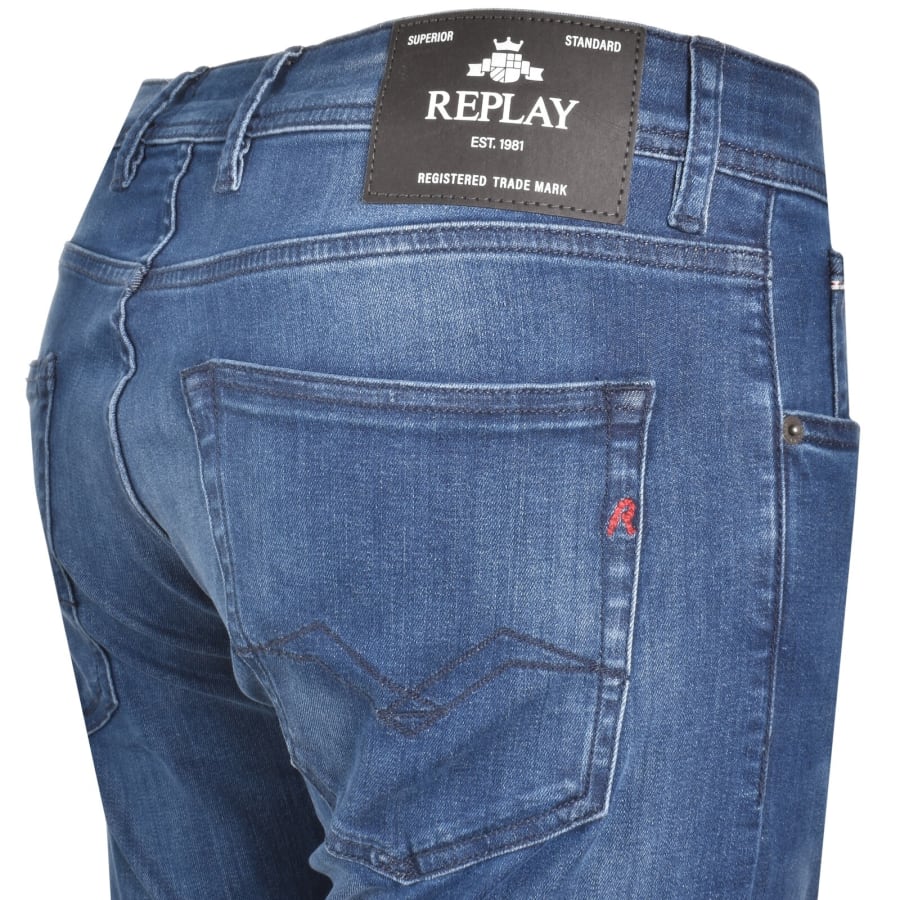 Image number 4 for Replay Grover Straight Jeans Dark Wash Blue