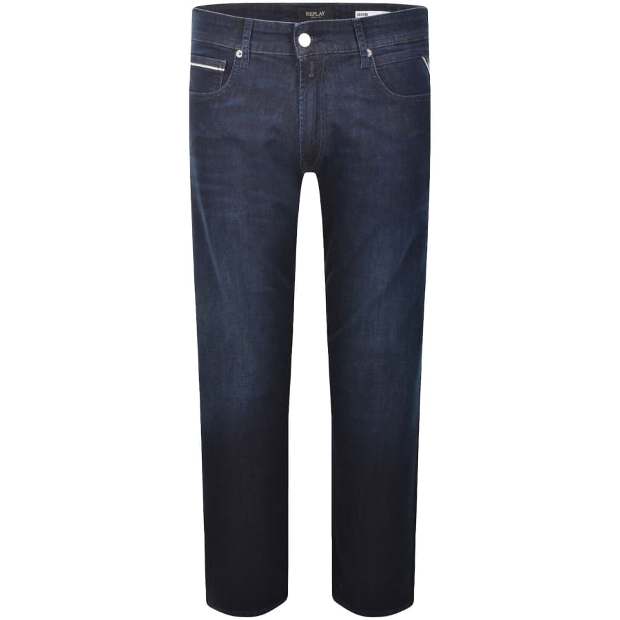 Image number 2 for Replay Grover Straight Fit Jeans Dark Wash Blue