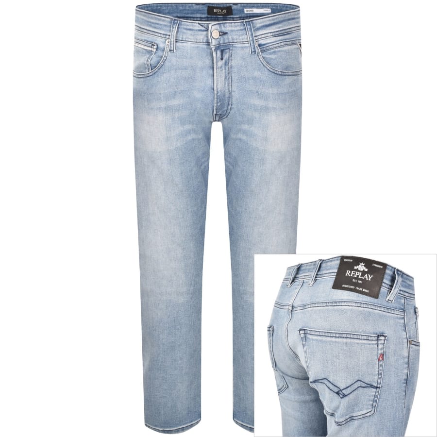 Image number 1 for Replay Grover Light Wash Jeans Blue