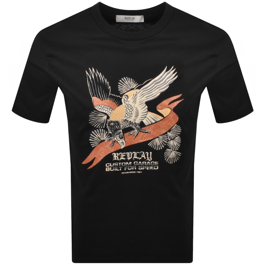 Image number 1 for Replay Graphic T Shirt Black