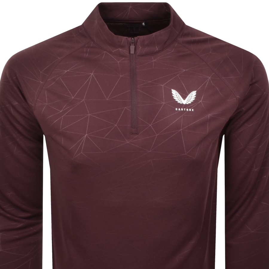 Image number 2 for Castore Lightweight Quarter Zip T Shirt Burgundy