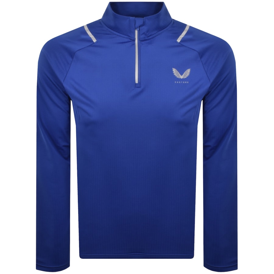 Image number 1 for Castore Lightweight Quarter Zip T Shirt Blue