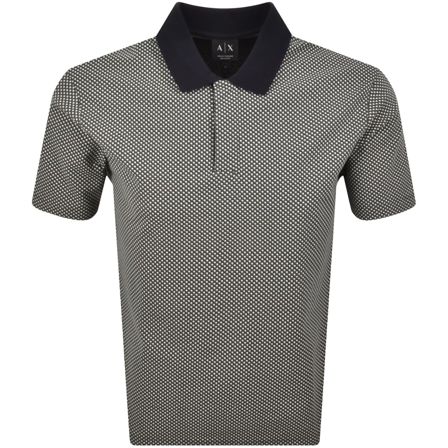 Image number 1 for Armani Exchange Patterned Polo T Shirt Navy