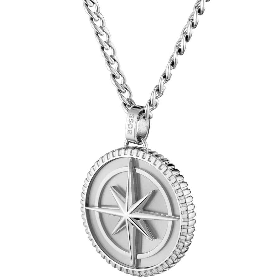 Image number 4 for BOSS Compass Pendant Necklace Silver
