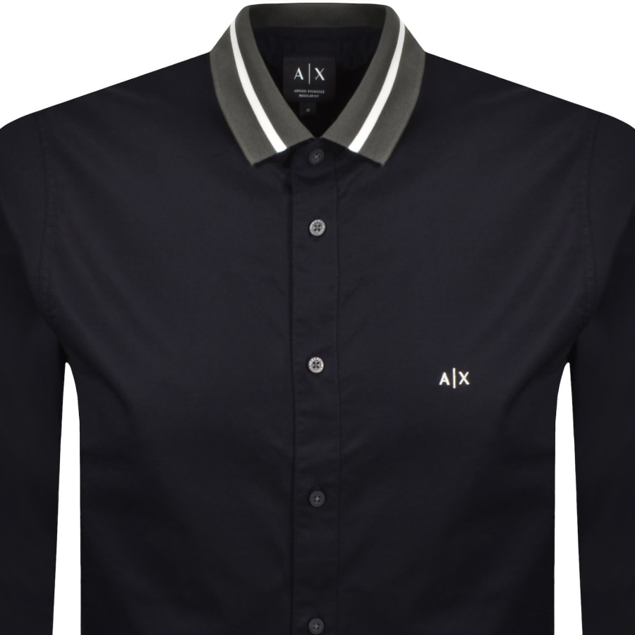 Image number 2 for Armani Exchange Long Sleeve Shirt Navy