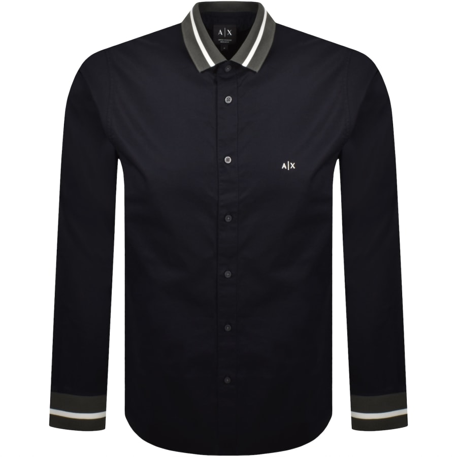 Image number 1 for Armani Exchange Long Sleeve Shirt Navy