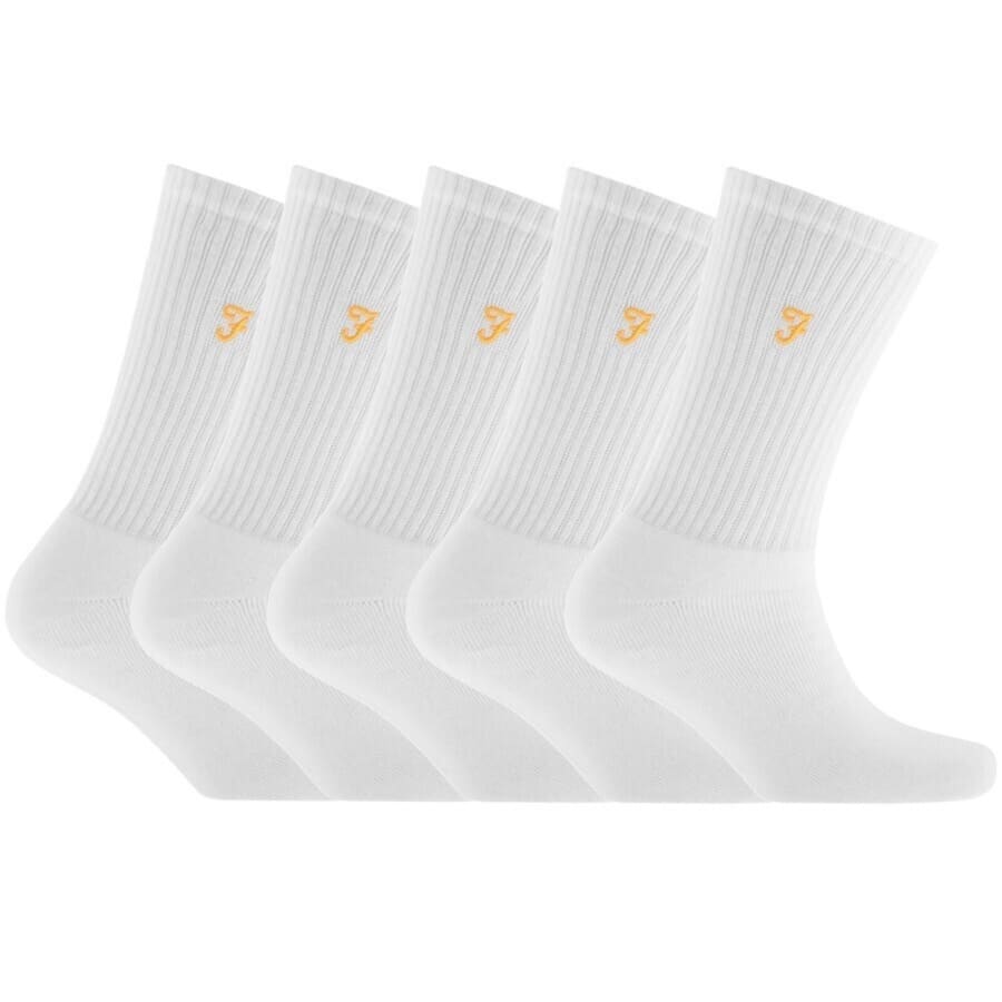 Image number 1 for Farah 5 Pack Ayres Socks White