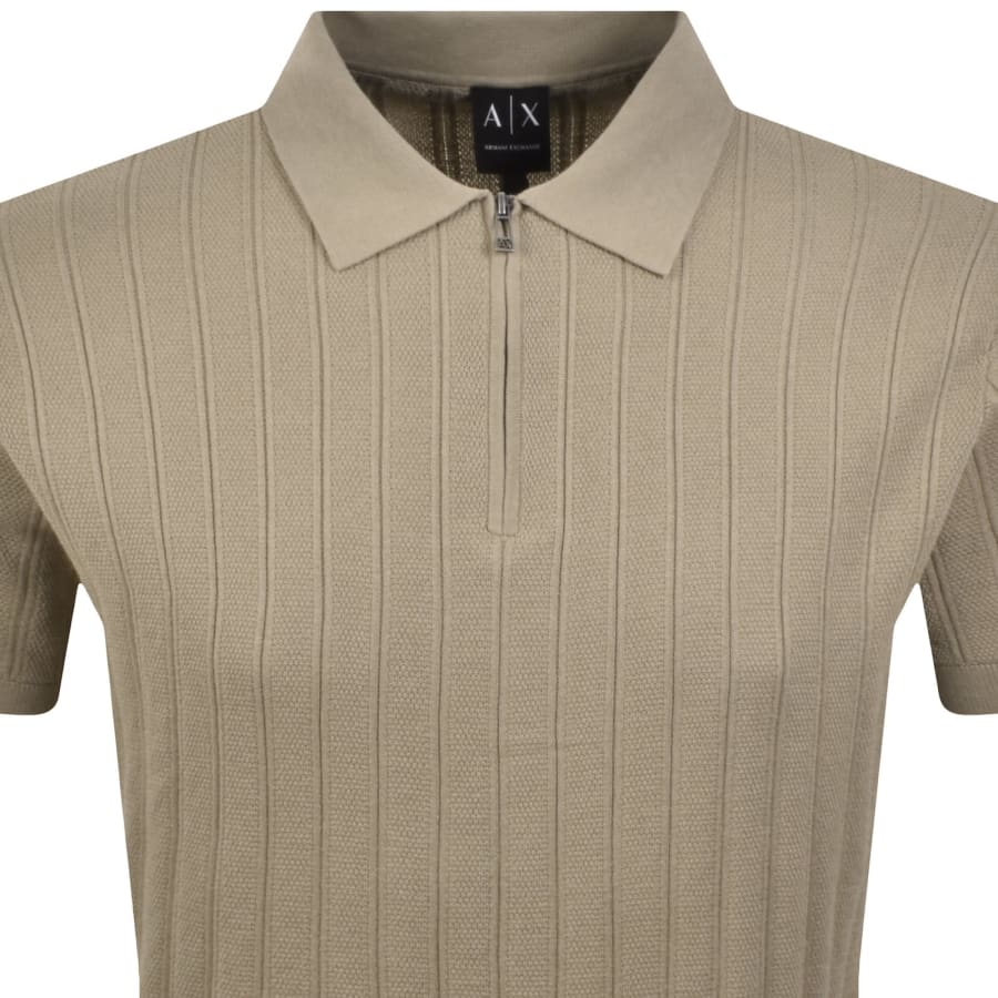 Image number 2 for Armani Exchange Knit Polo Jumper Beige