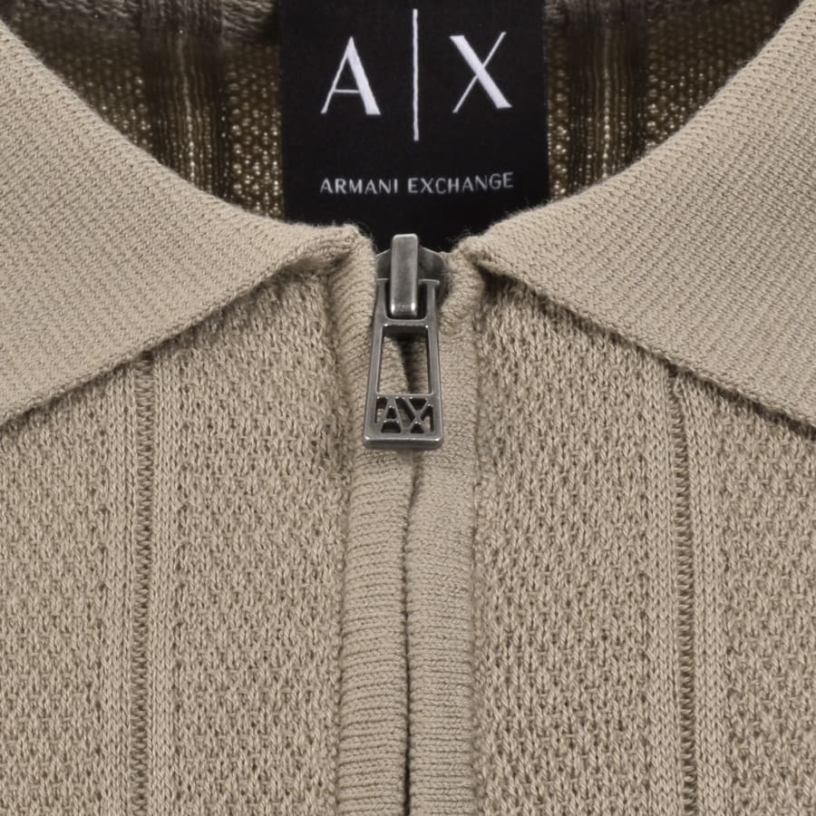 Image number 4 for Armani Exchange Knit Polo Jumper Beige