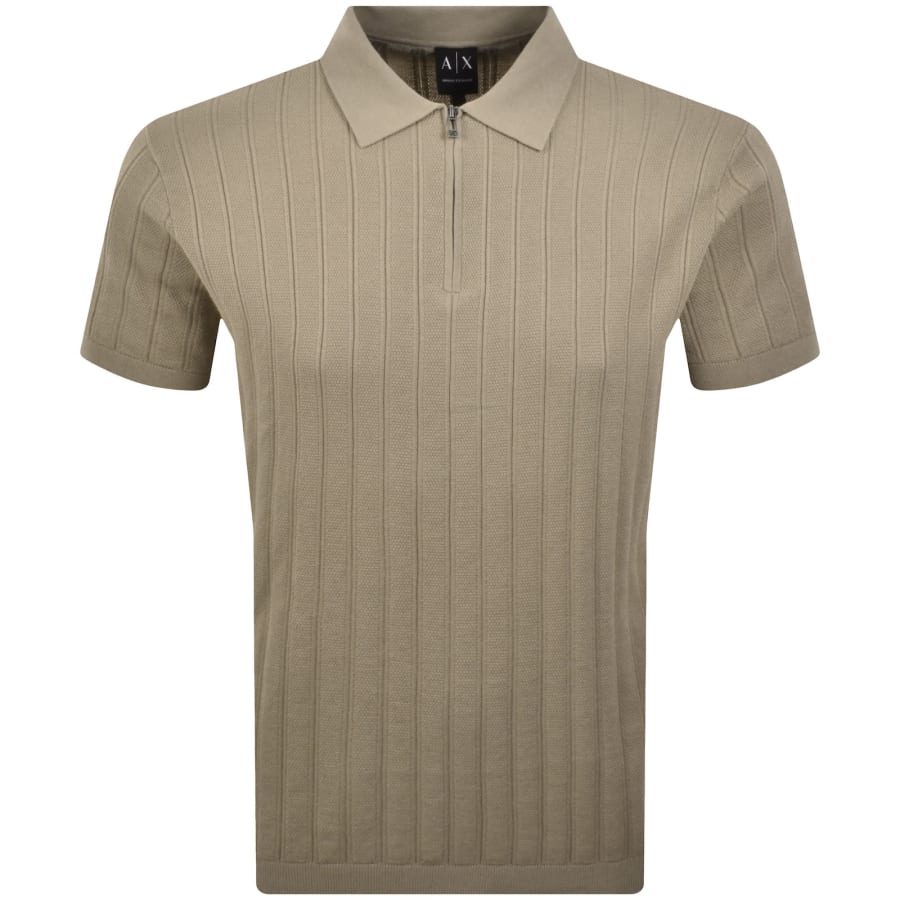 Image number 1 for Armani Exchange Knit Polo Jumper Beige
