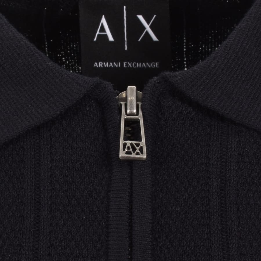 Image number 4 for Armani Exchange Knit Polo Jumper Navy