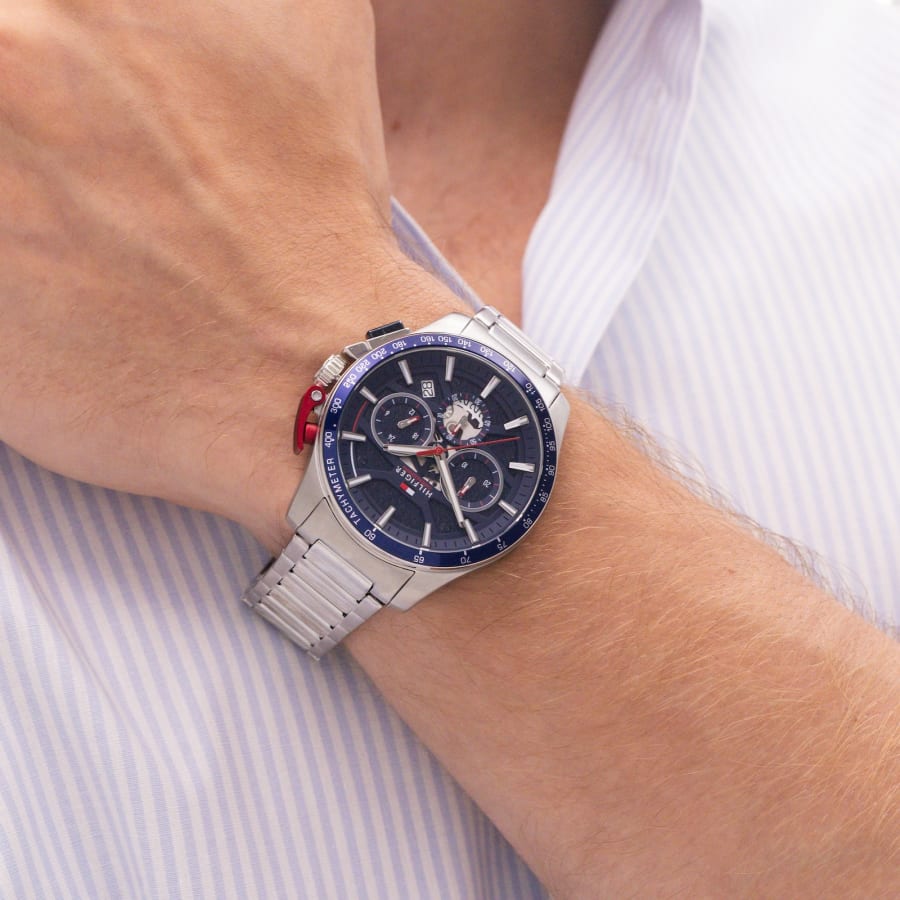 Image number 4 for Tommy Hilfiger Chronograph Bank Watch Silver