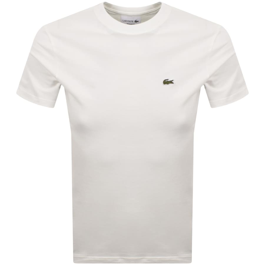 Image number 2 for Lacoste Logo Tape T Shirt Off White
