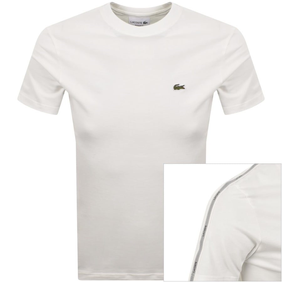 Image number 1 for Lacoste Logo Tape T Shirt Off White