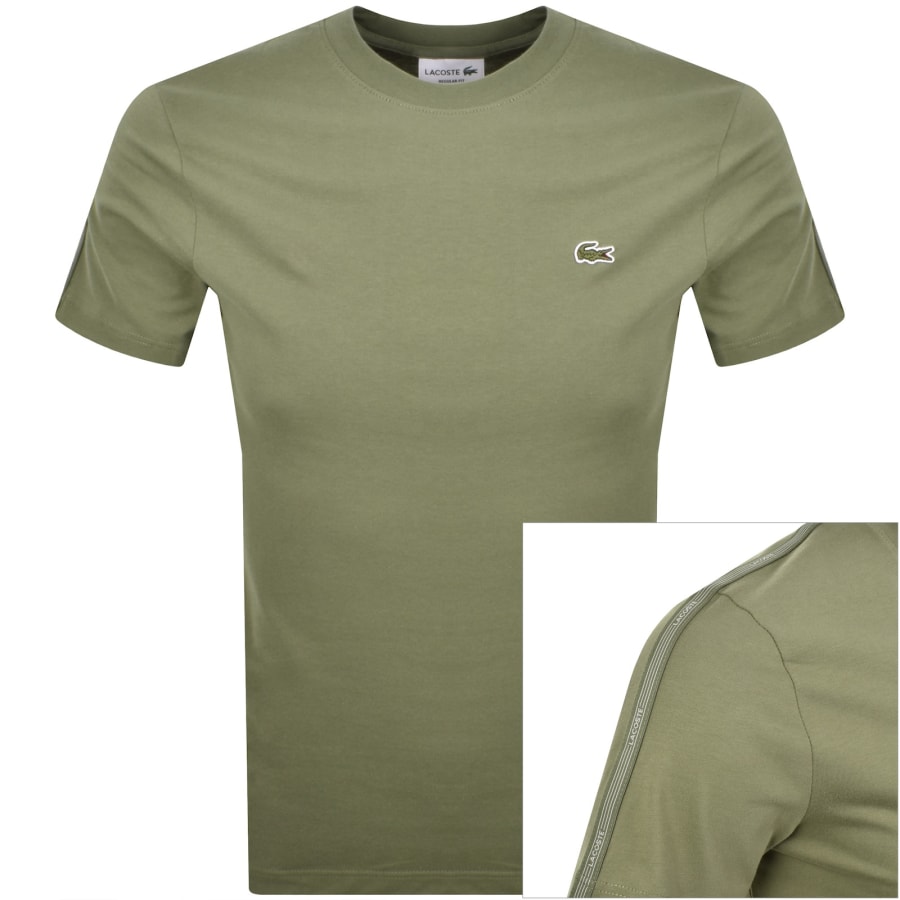 Image number 1 for Lacoste Logo Tape T Shirt Green