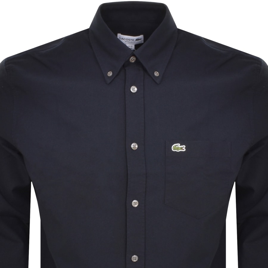 Image number 2 for Lacoste Woven Long Sleeved Shirt Navy