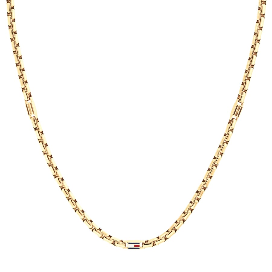 Image number 2 for Tommy Hilfiger 3D Flag Logo Necklace Gold