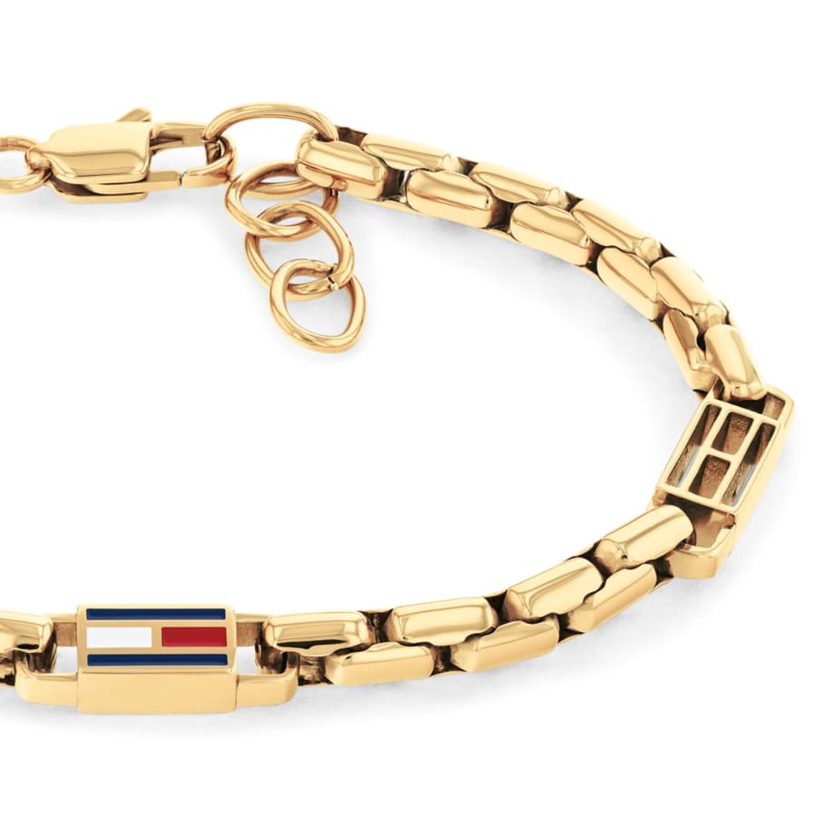Image number 2 for Tommy Hilfiger 3D Flag Logo Bracelet Gold