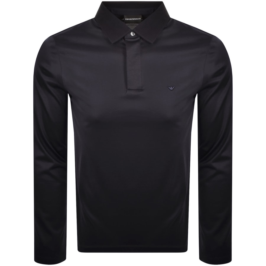 Image number 1 for Emporio Armani Long Sleeved Polo T Shirt Navy