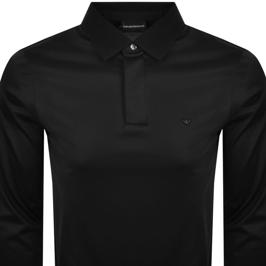 Image number 2 for Emporio Armani Long Sleeved Polo T Shirt Black