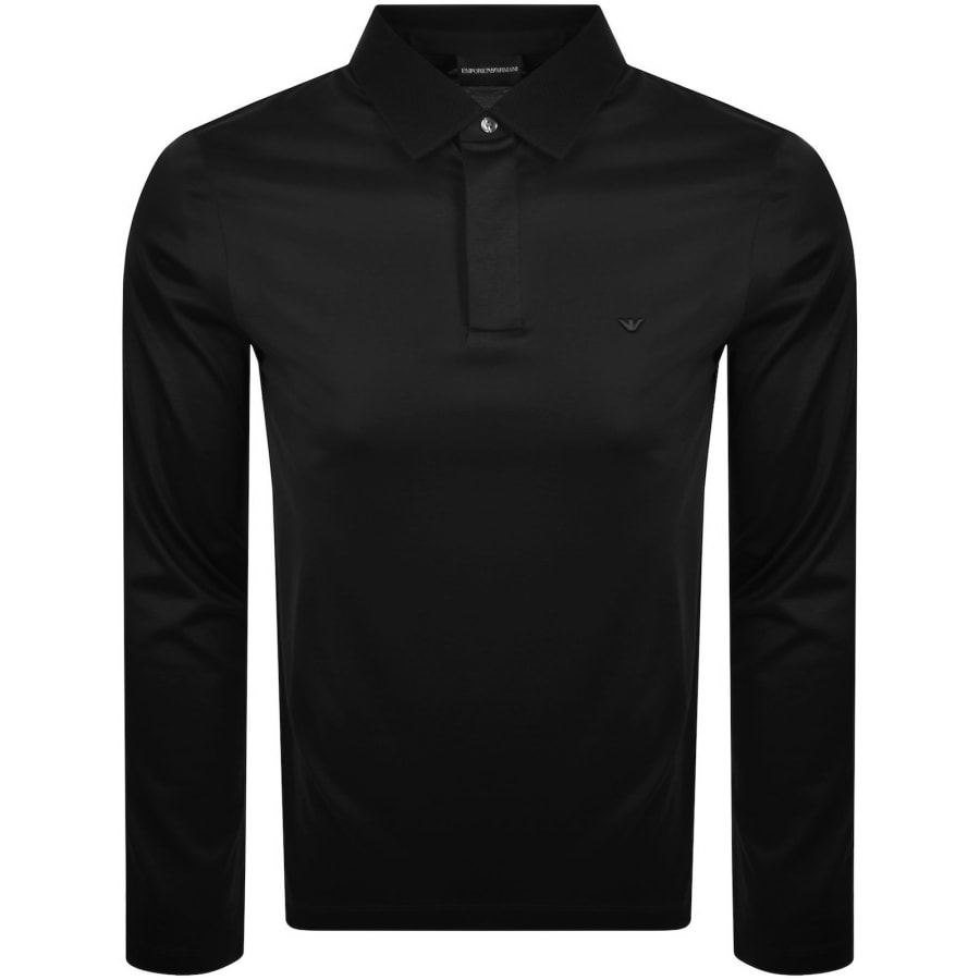 Image number 1 for Emporio Armani Long Sleeved Polo T Shirt Black
