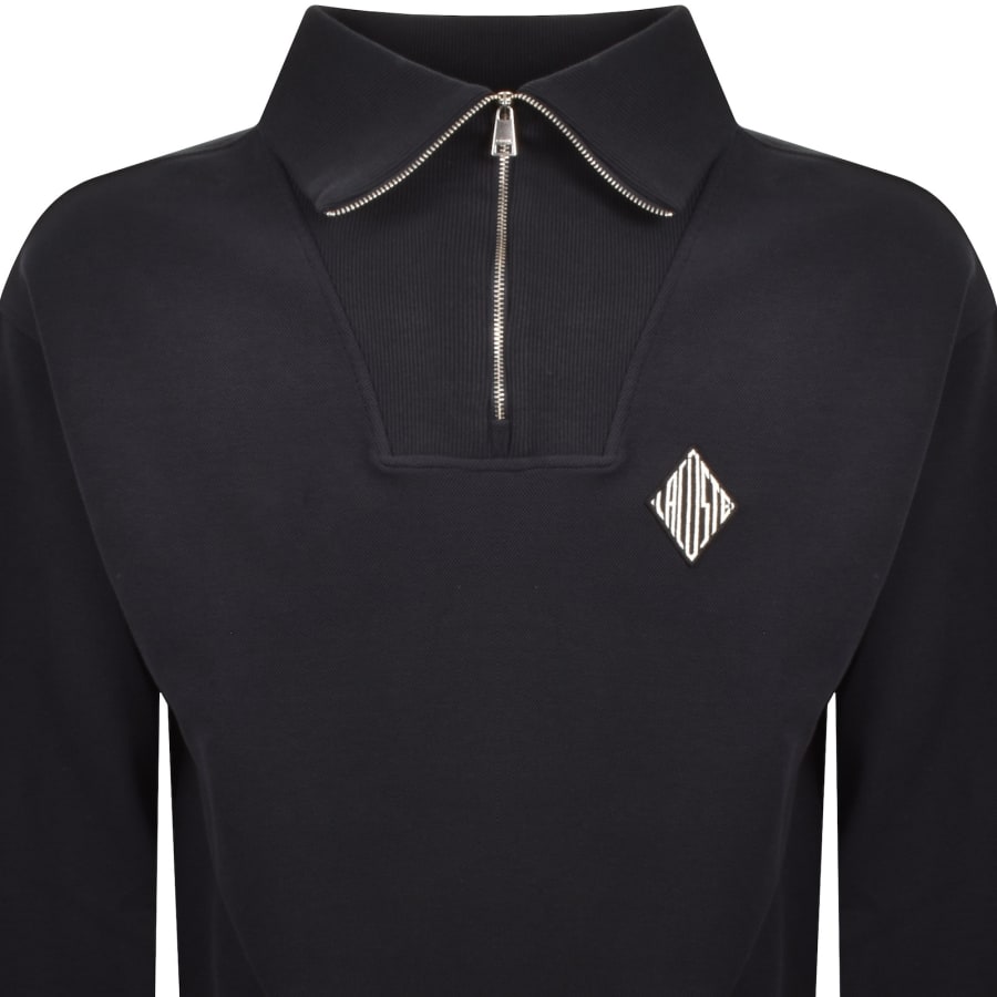 Image number 2 for Lacoste Quarter Zip Sweatshirt Navy