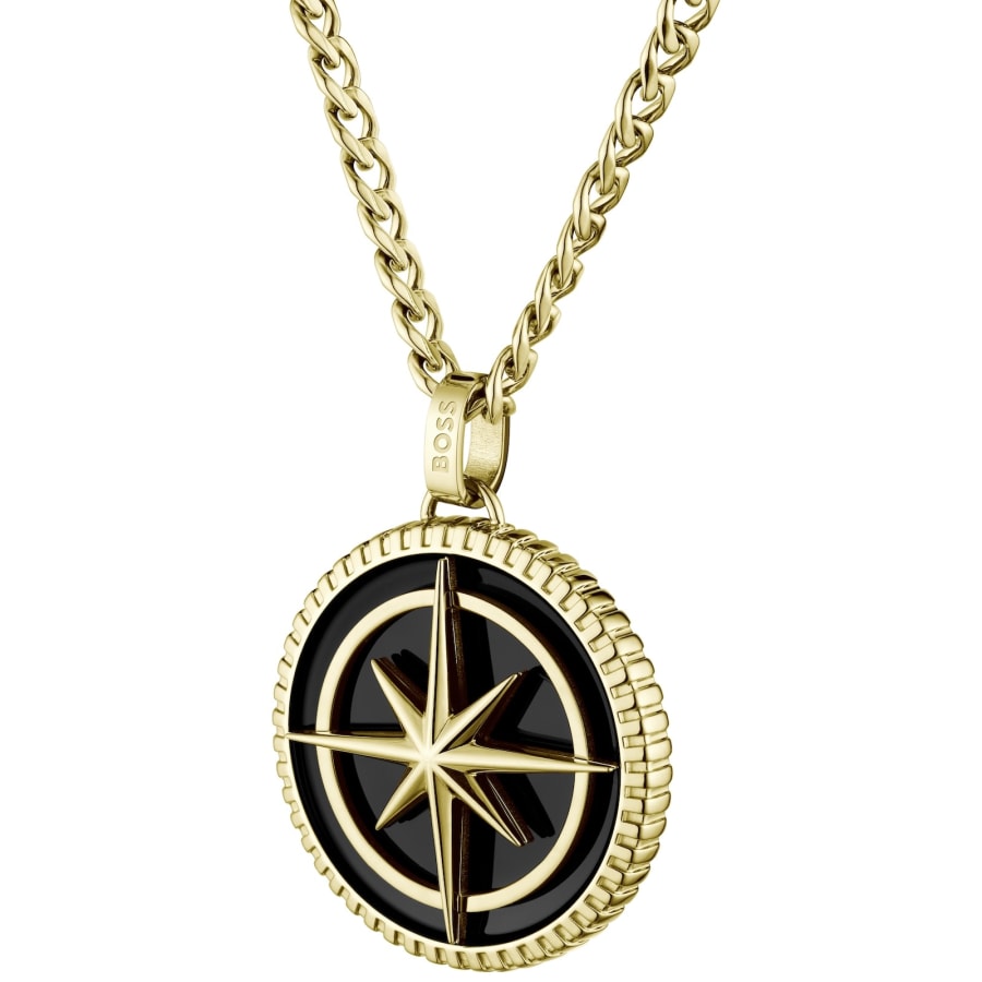 Image number 3 for BOSS Compass Pendant Necklace Gold