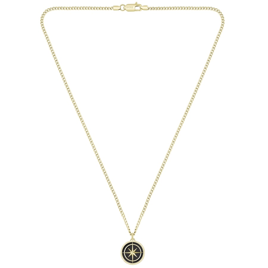 Image number 1 for BOSS Compass Pendant Necklace Gold