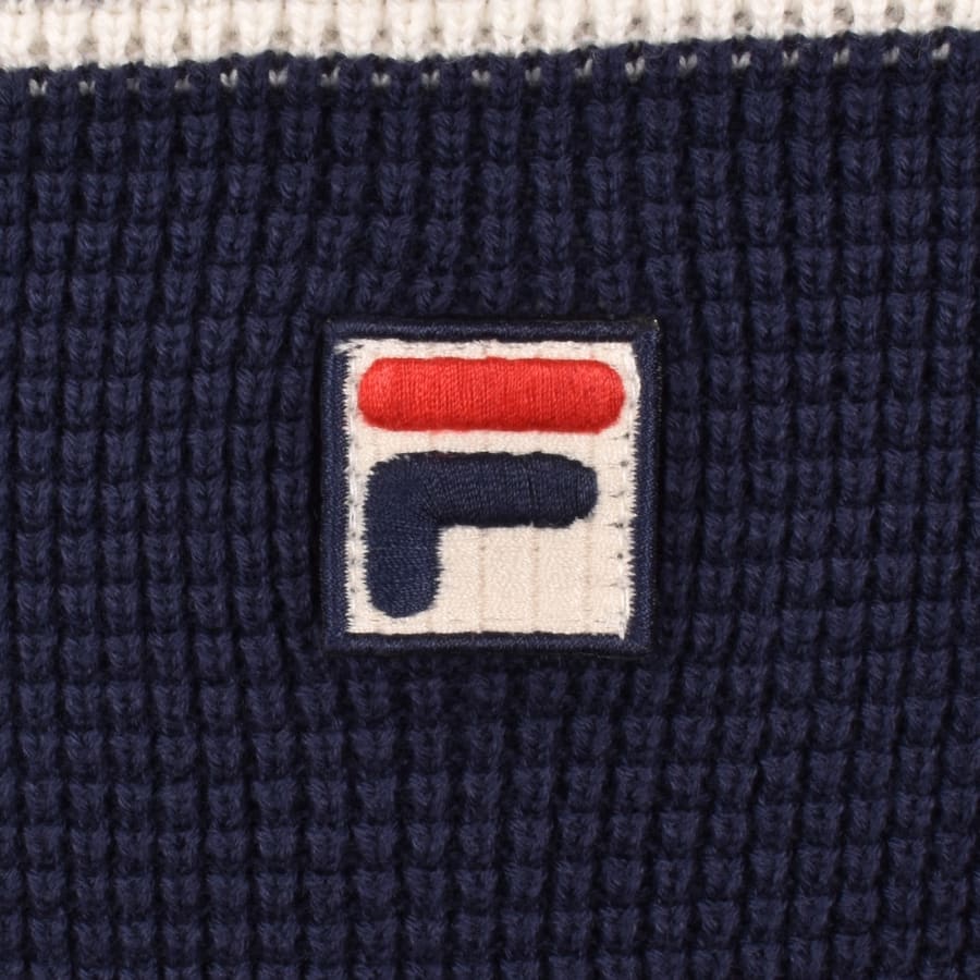 Image number 3 for Fila Kallum Waffle Knit Jumper Navy