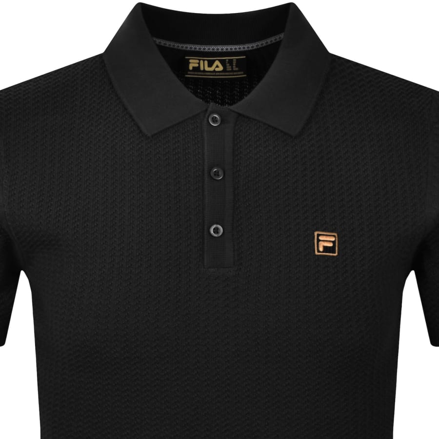 Image number 2 for Fila Sander Textured Knit Polo T Shirt Black