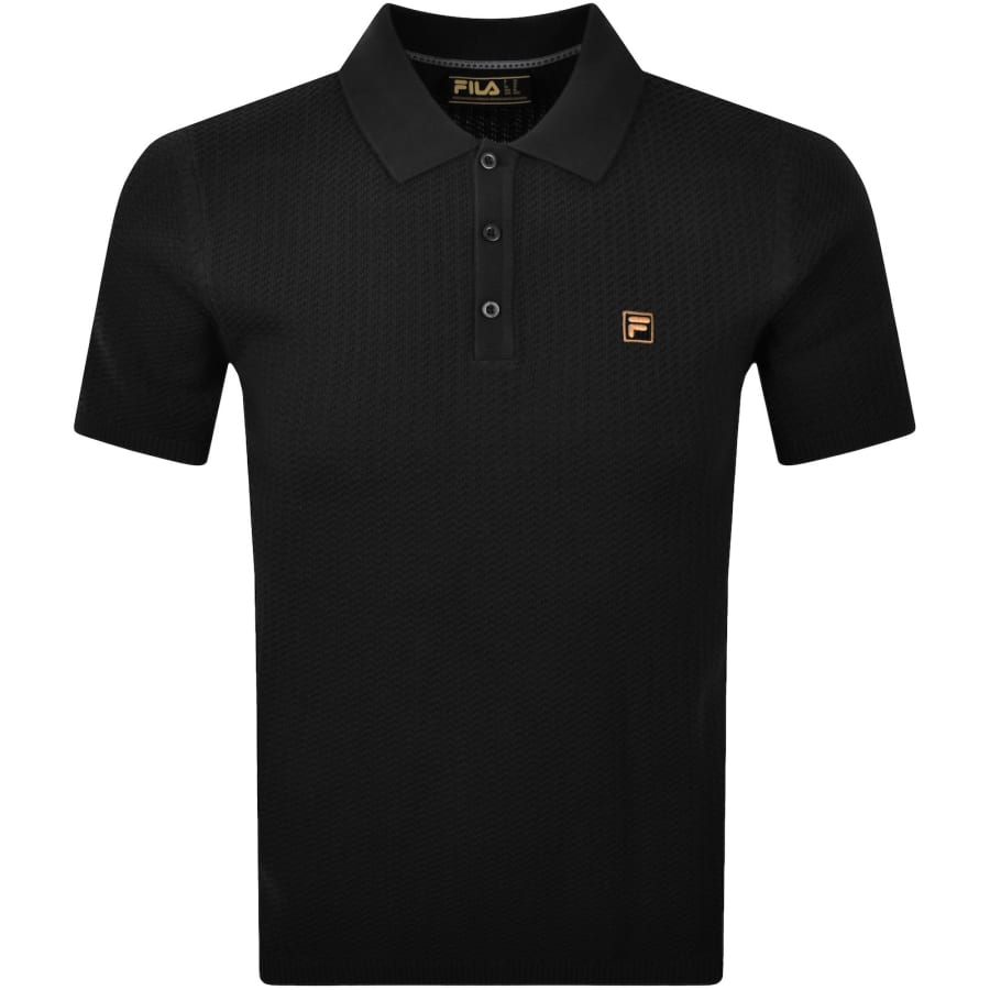 Image number 1 for Fila Sander Textured Knit Polo T Shirt Black