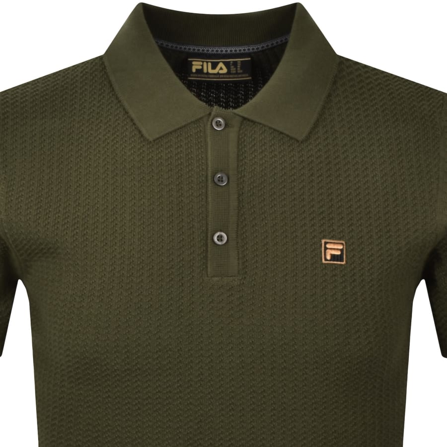 Image number 2 for Fila Sander Textured Knit Polo T Shirt Green
