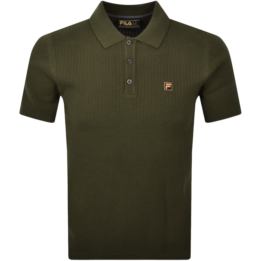 Image number 1 for Fila Sander Textured Knit Polo T Shirt Green