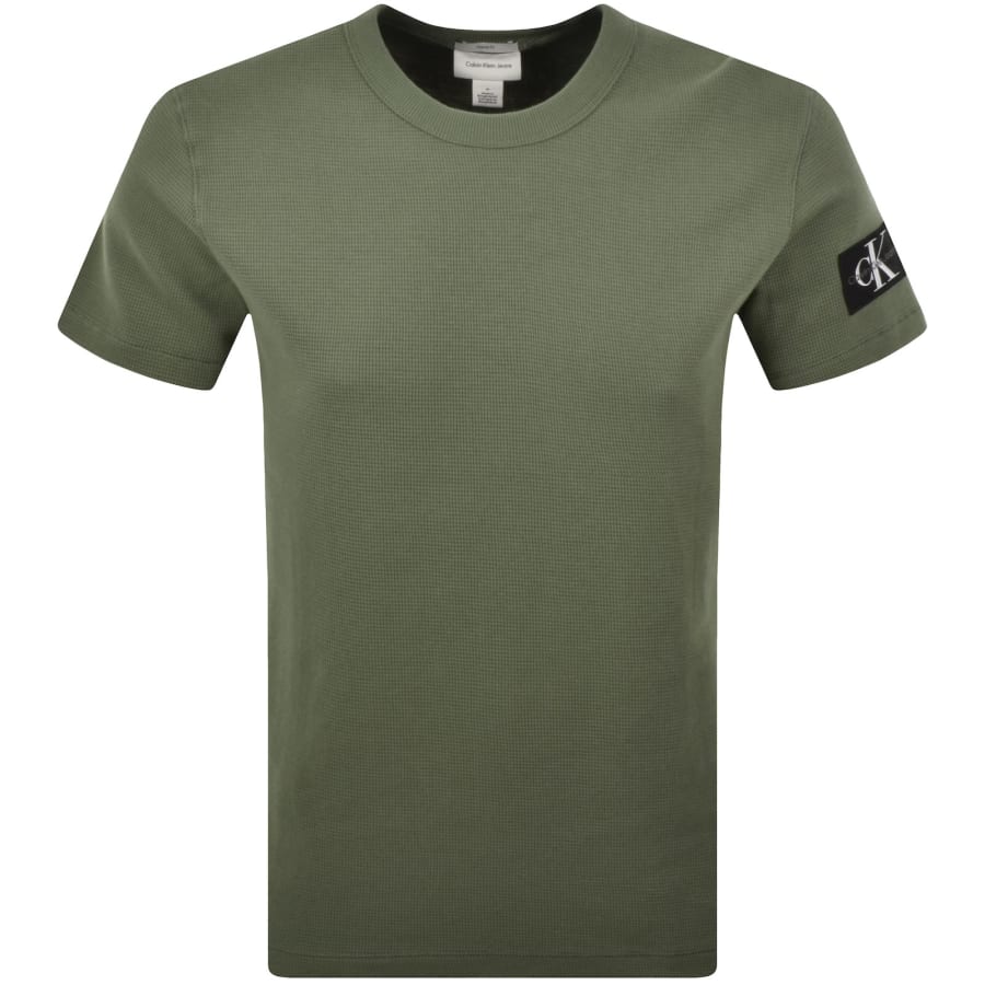 Image number 2 for Calvin Klein Jeans Waffle T Shirt Lichen Green