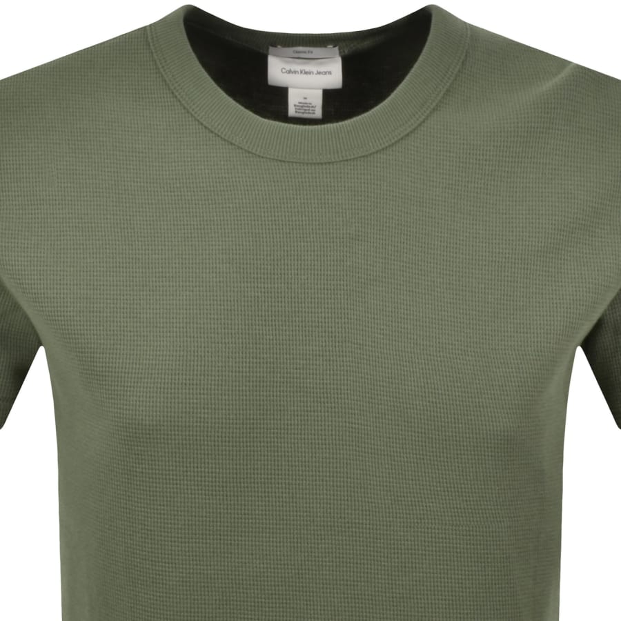 Image number 3 for Calvin Klein Jeans Waffle T Shirt Lichen Green