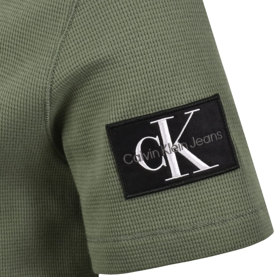 Image number 4 for Calvin Klein Jeans Waffle T Shirt Lichen Green