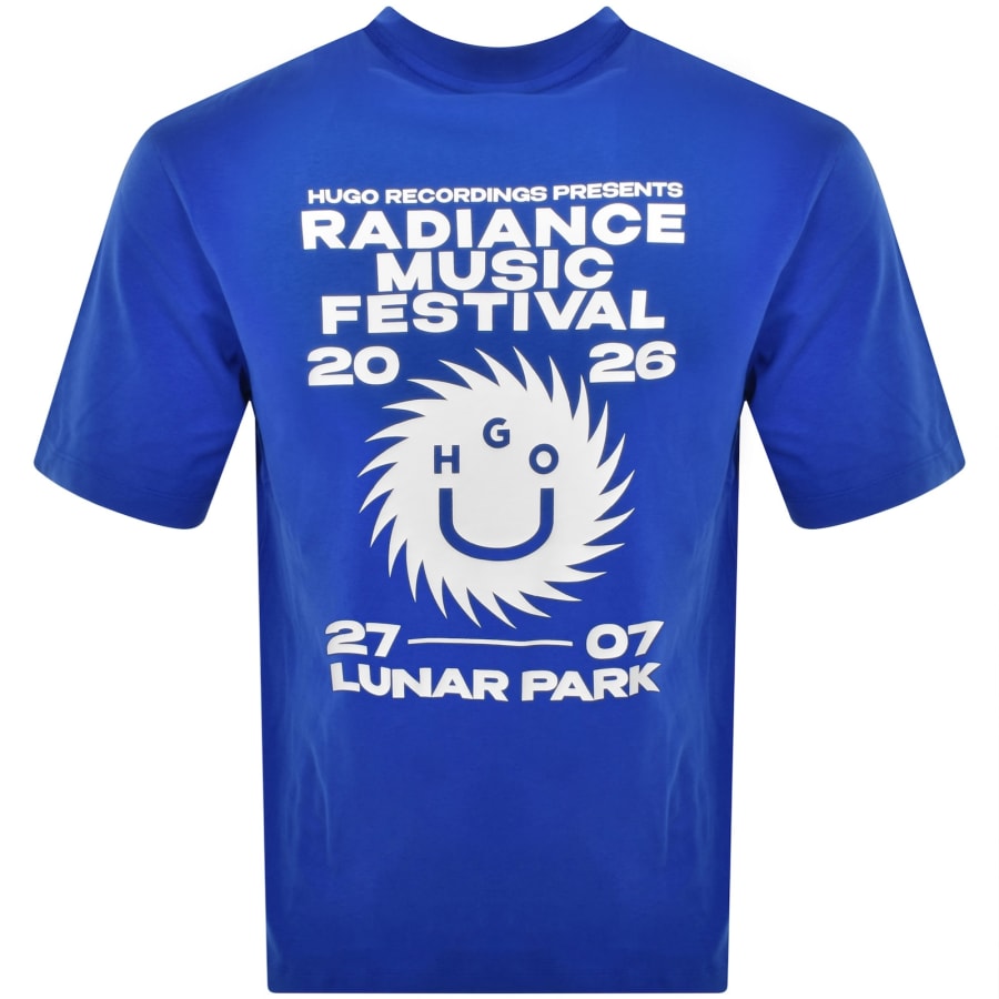 Image number 4 for HUGO Blue Nunarix T Shirt Blue