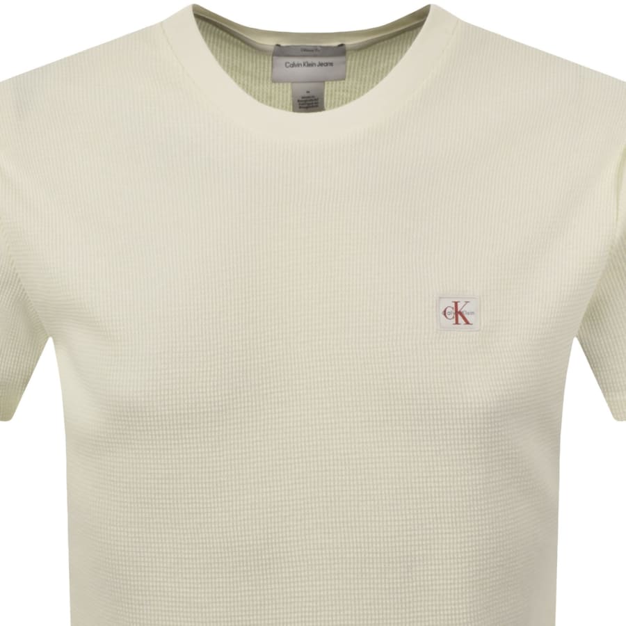 Image number 2 for Calvin Klein Jeans Waffle T Shirt Cream