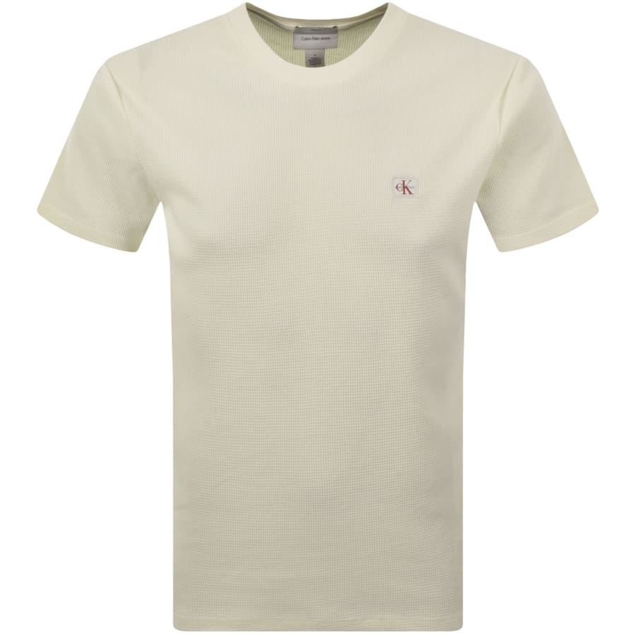 Image number 1 for Calvin Klein Jeans Waffle T Shirt Cream