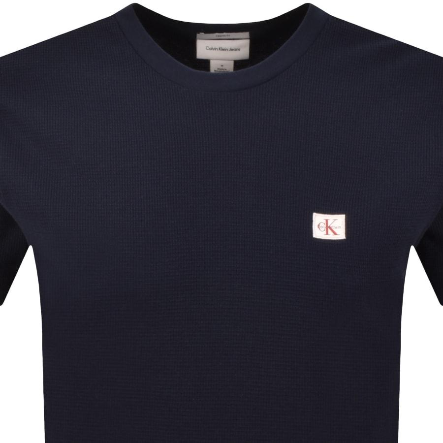 Image number 2 for Calvin Klein Jeans Waffle T Shirt Navy