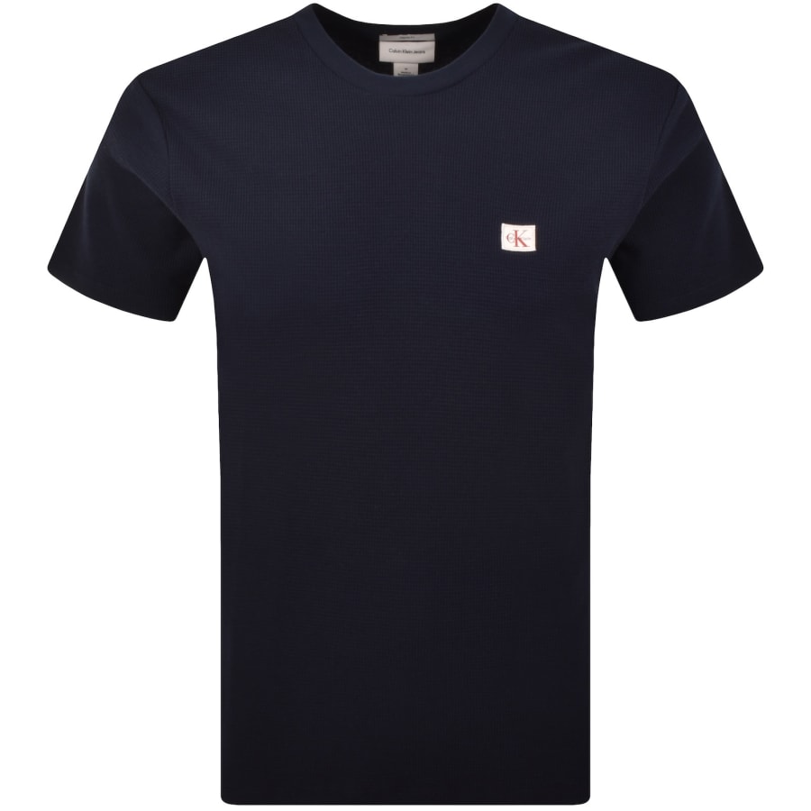 Image number 1 for Calvin Klein Jeans Waffle T Shirt Navy