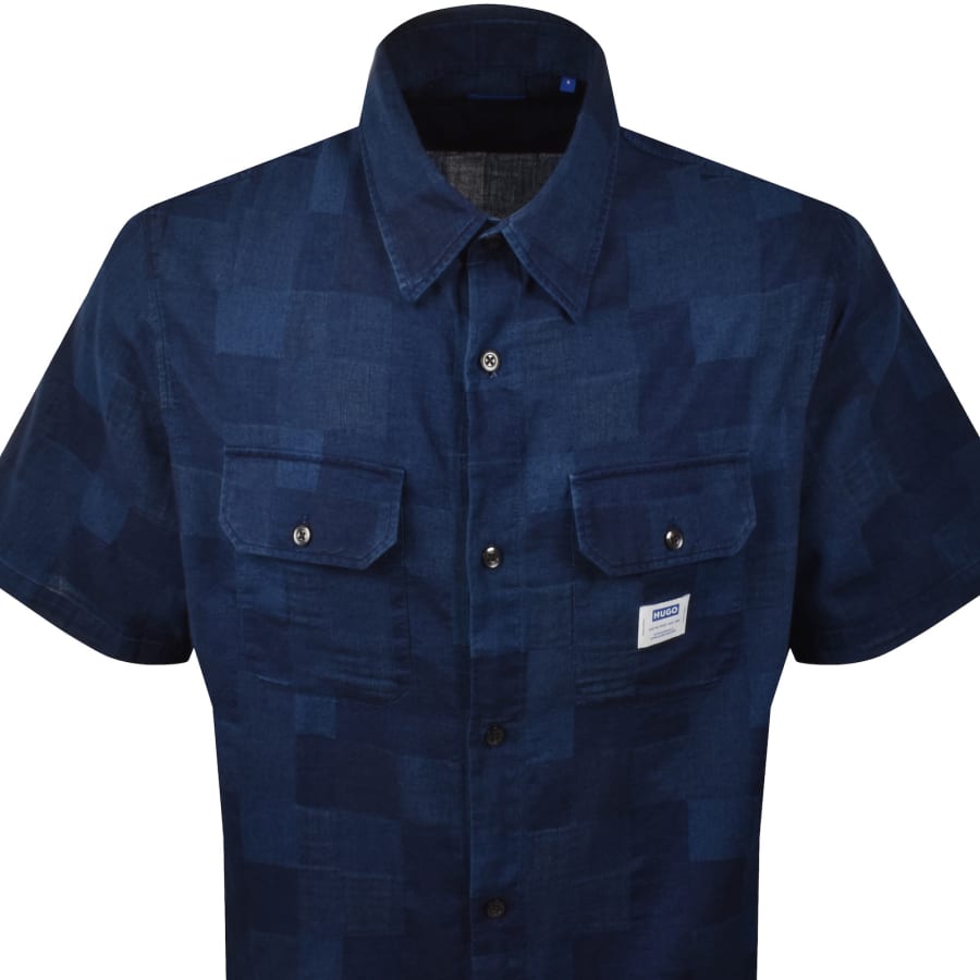 Image number 2 for HUGO Blue Ekyno Short Sleeved Shirt Blue